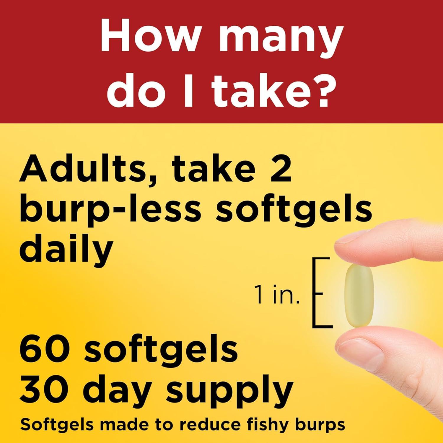 imageNature Made Extra Strength Omega 3 Fish Oil Supplements 2800mg Fish Oil Omega 3 Supplements as Ethyl Esters for Healthy Heart Brain Eyes Mood Support 60 Softgels 30 Day Supply