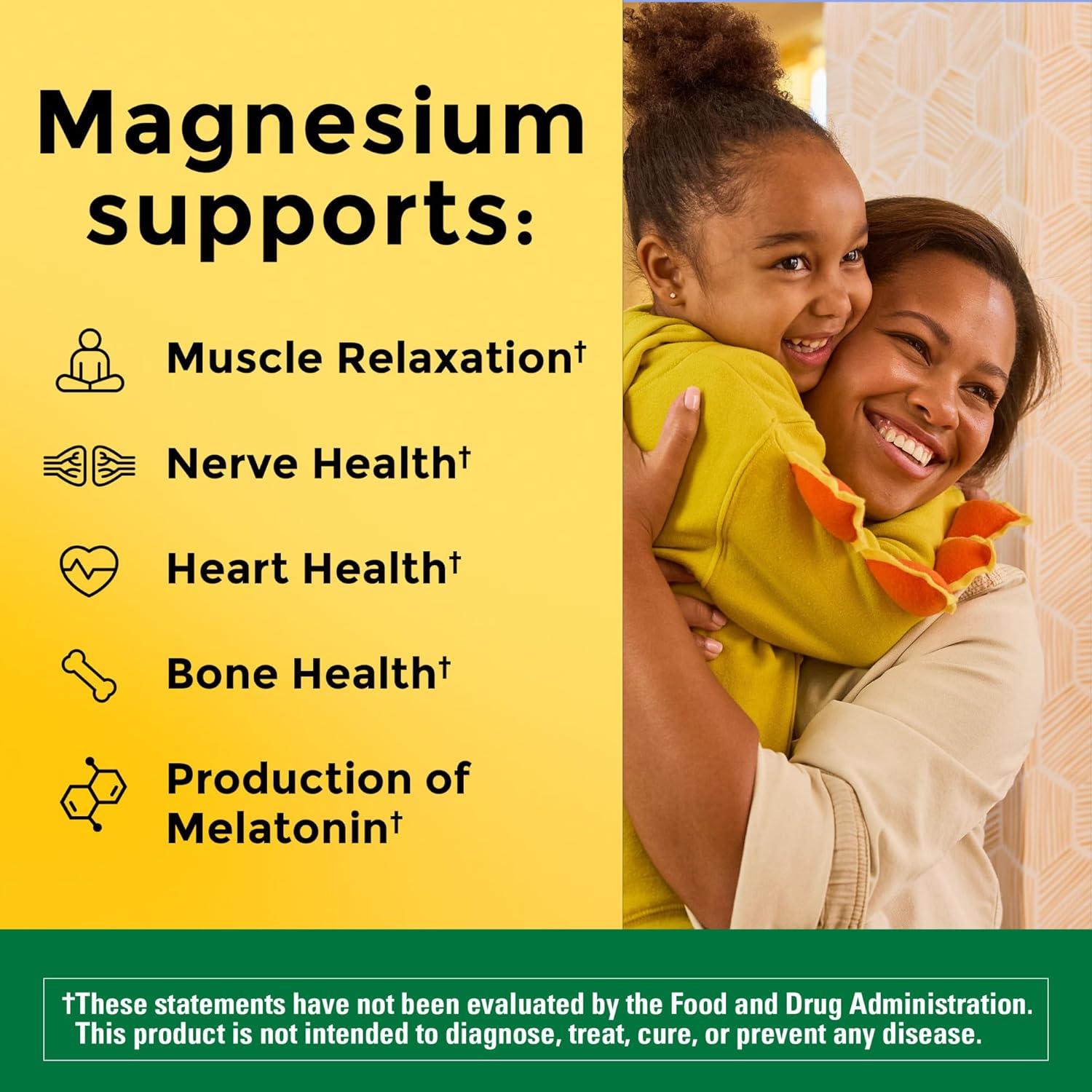 imageNature Made Magnesium Oxide 250 mg Magnesium Supplements for Men and Women Support for Muscle Heart Bone and Nerve Health 100 Tablets 100 Day Supply100 Count Pack of 1