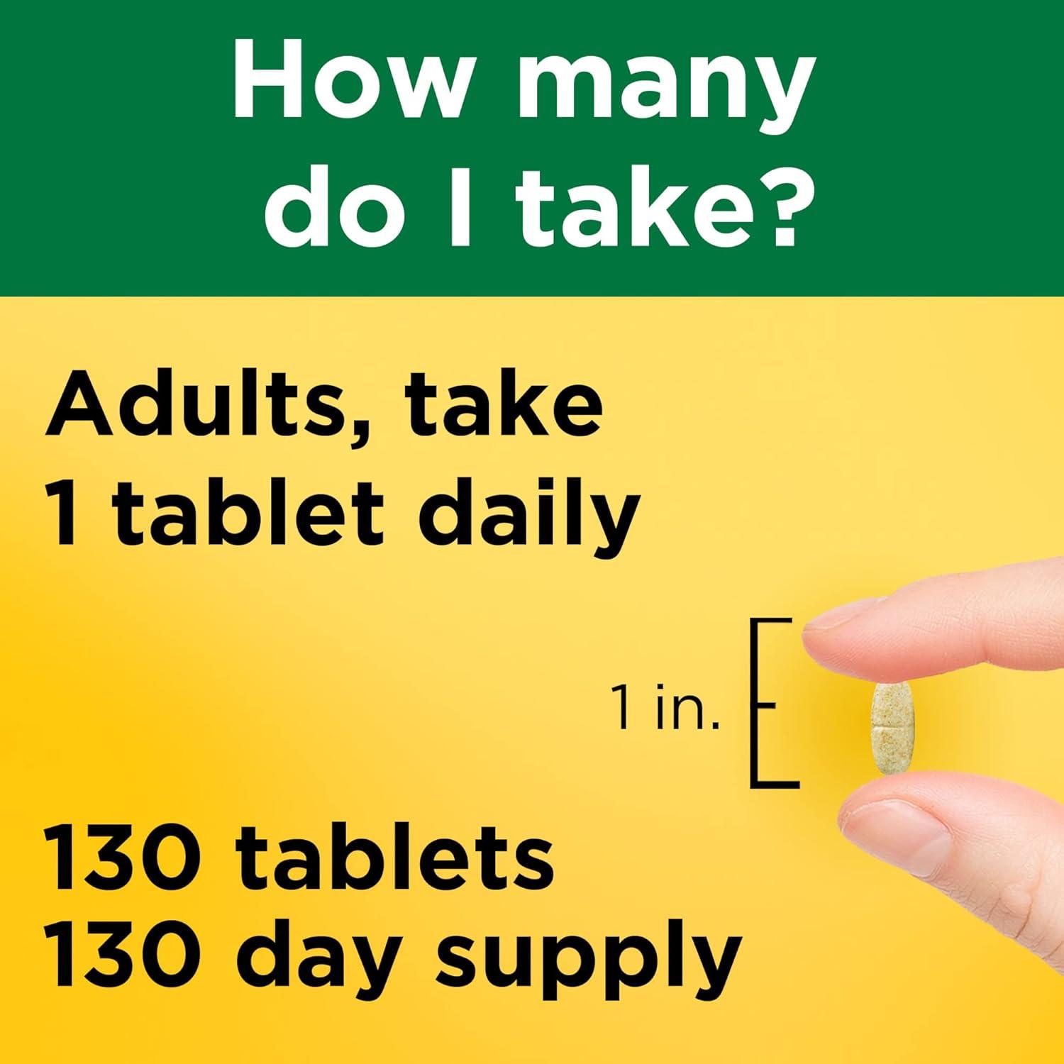 imageNature Made Multivitamin Tablets with Vitamin D3 and Iron 130 Count for Daily Nutritional SupportUnflavored