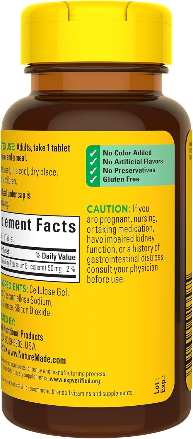 imageNature Made Potassium Gluconate 550 mg Potassium Supplements Dietary Supplement for Heart Health Support 100 Tablets 100 Day Supply100 Count Pack of 1