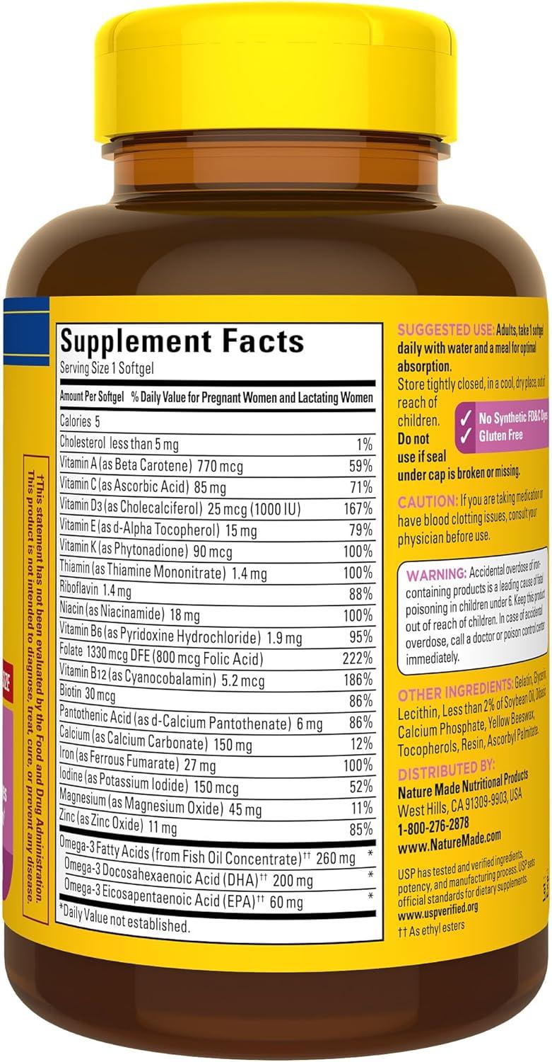 imageNature Made Prenatal with Folic Acid DHA Prenatal Vitamin and Mineral Supplement for Daily Nutritional Support 90 Softgels 90 Day Supply