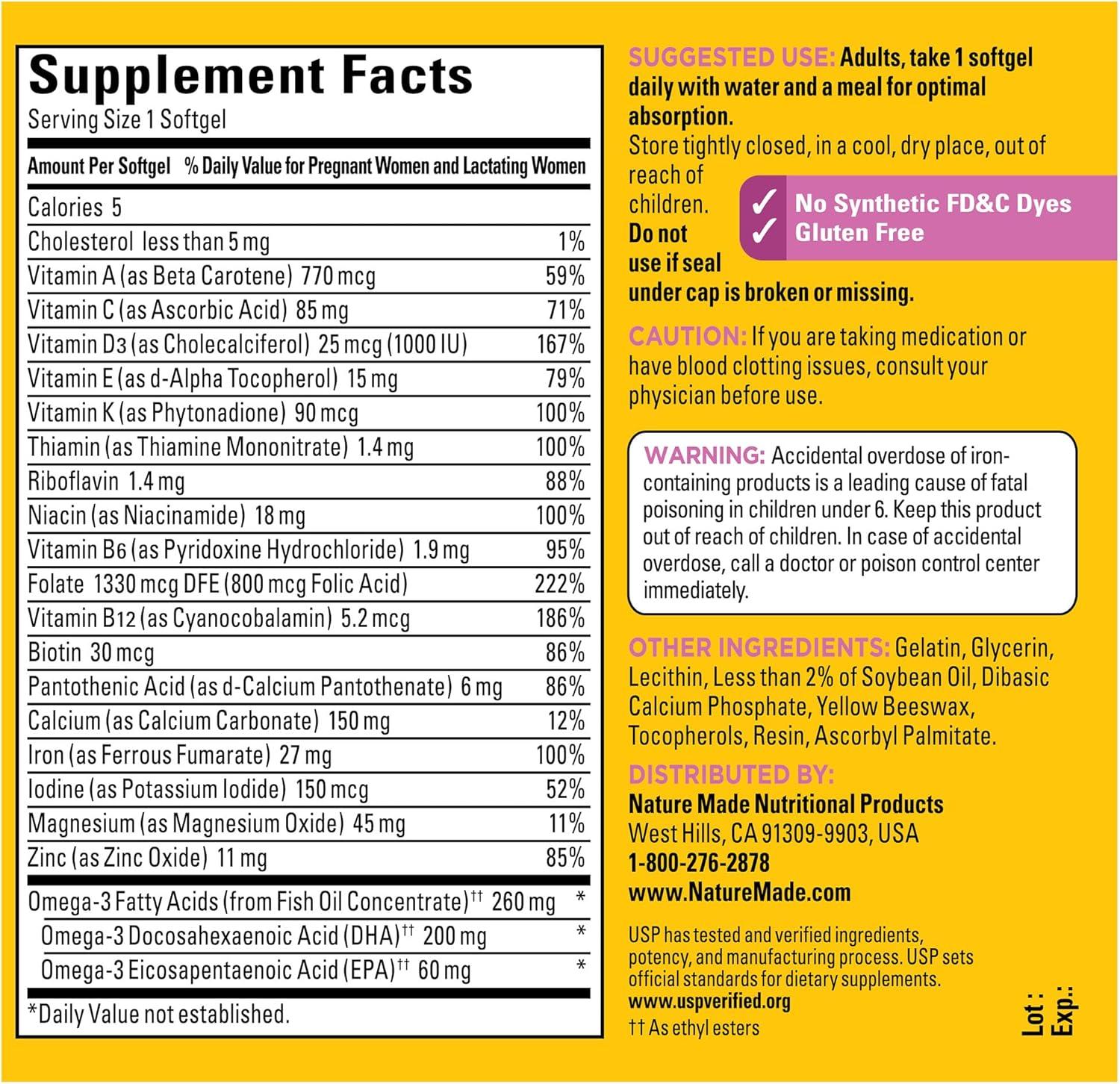 imageNature Made Prenatal with Folic Acid DHA Prenatal Vitamin and Mineral Supplement for Daily Nutritional Support 90 Softgels 90 Day Supply