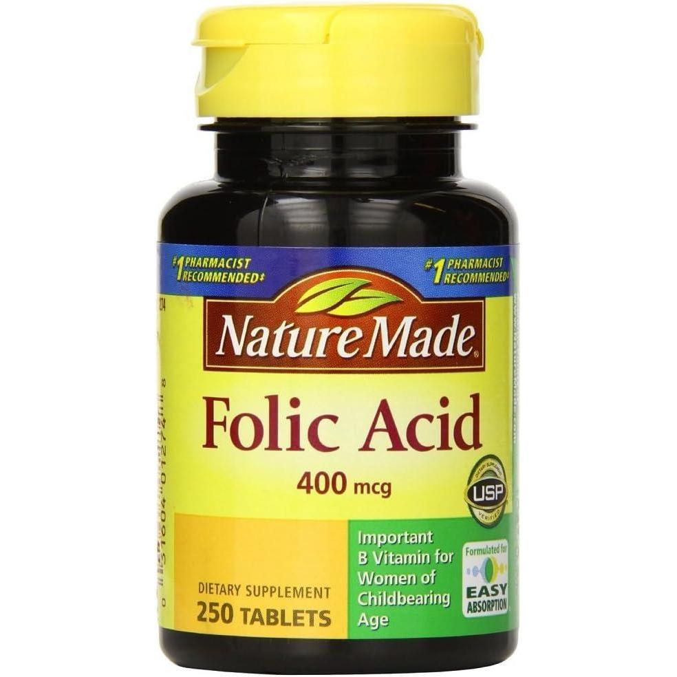 imageNature Made Folic Acid 400 mcg 665 mcg DFE Dietary Supplement for Nervous System Function Folic Acid Supplements for Women and Men 250 Tablets 250 Day Supply250 Count Pack of 4