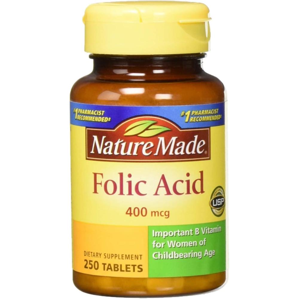imageNature Made Folic Acid 400 mcg 665 mcg DFE Dietary Supplement for Nervous System Function Folic Acid Supplements for Women and Men 250 Tablets 250 Day Supply250 Count Pack of 2