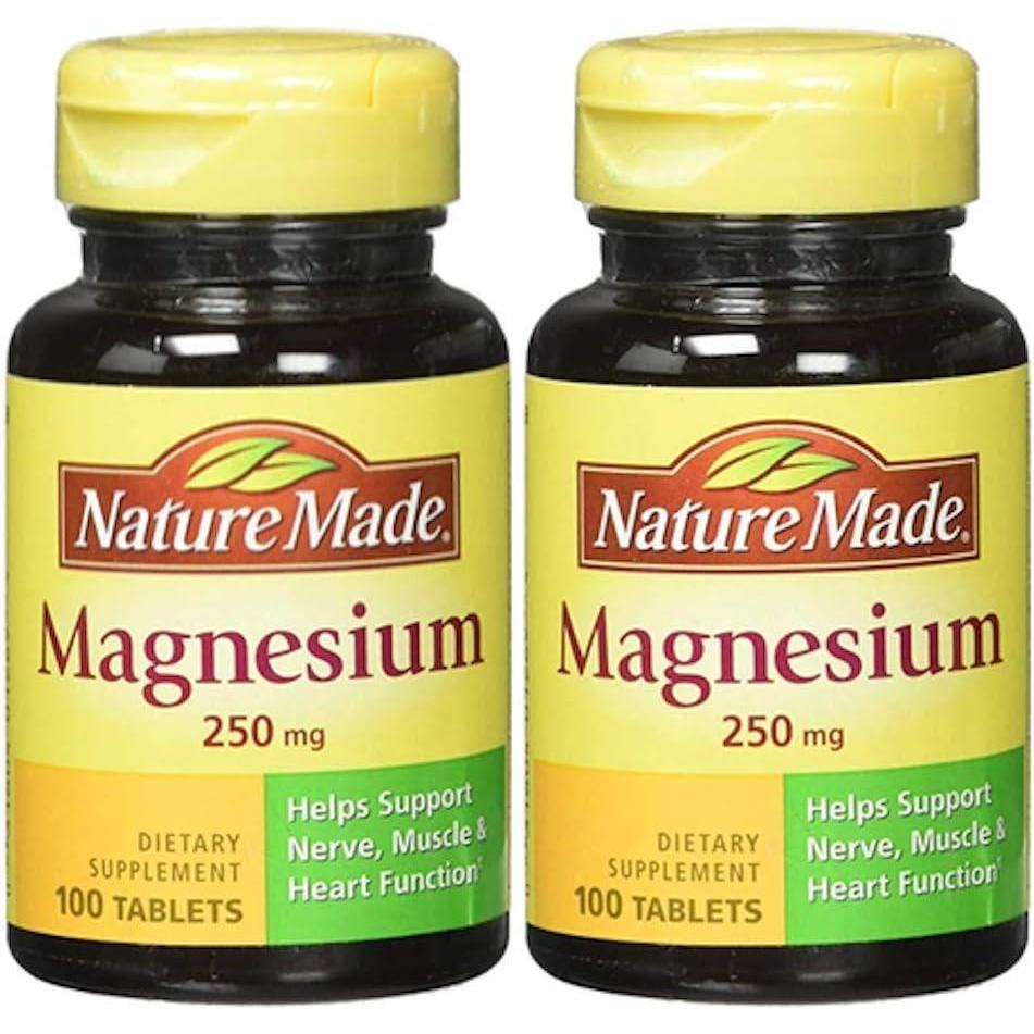 imageNature Made Magnesium Oxide 250 mg Magnesium Supplements for Men and Women Support for Muscle Heart Bone and Nerve Health 200 Tablets 200 Day Supply100 Count Pack of 2