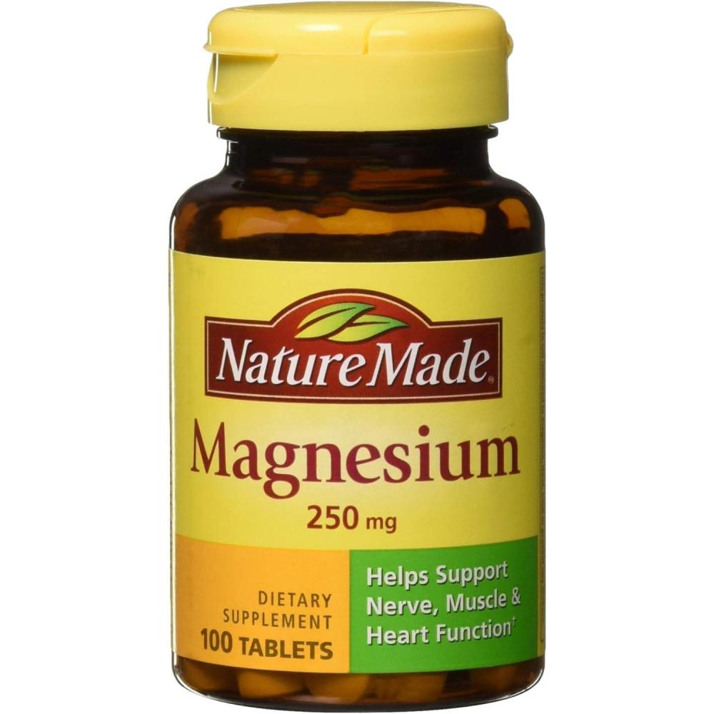 imageNature Made Magnesium Oxide 250 mg Magnesium Supplements for Men and Women Support for Muscle Heart Bone and Nerve Health 200 Tablets 200 Day Supply100 Count Pack of 3