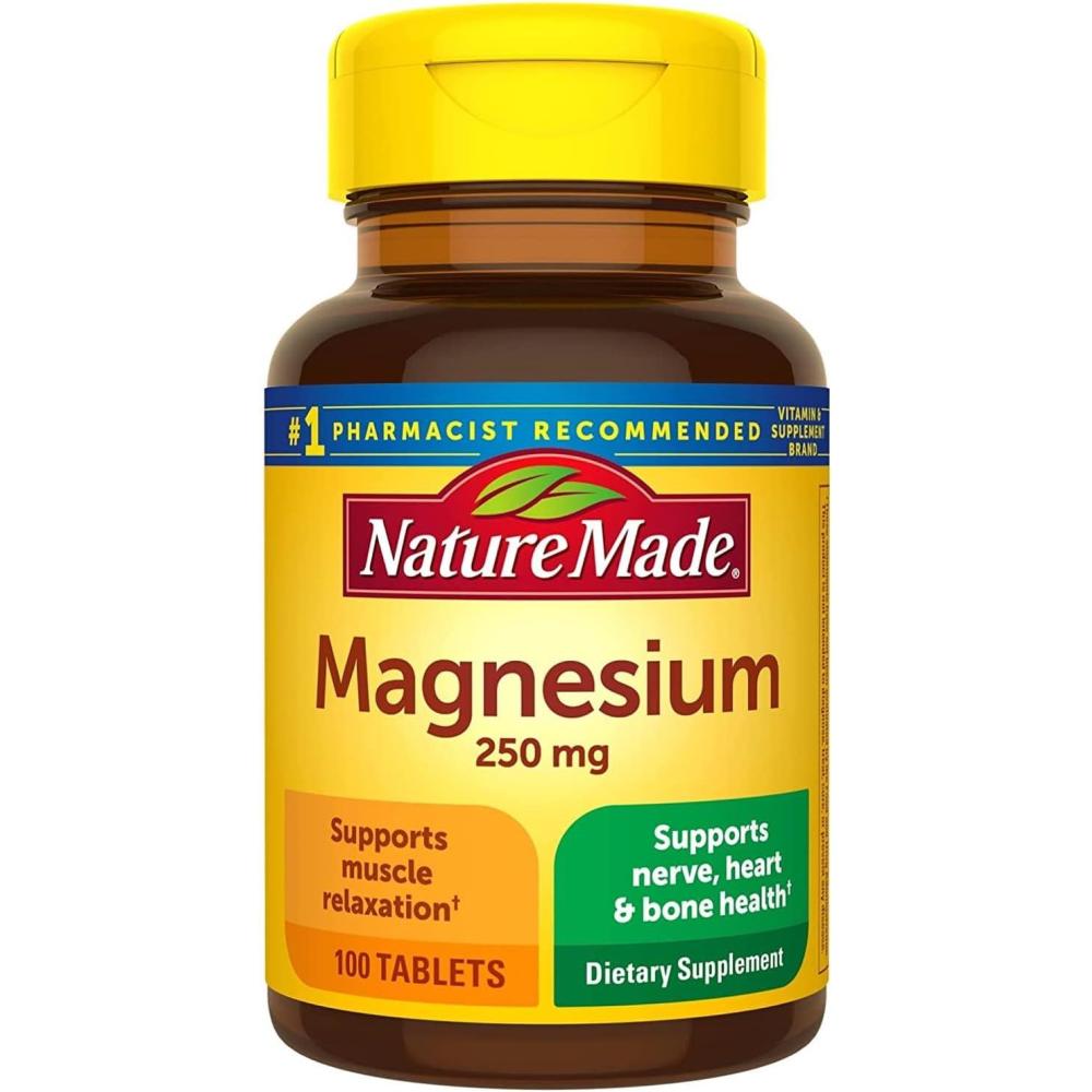 imageNature Made Magnesium Oxide 250 mg Magnesium Supplements for Men and Women Support for Muscle Heart Bone and Nerve Health 200 Tablets 200 Day Supply100 Count Pack of 1