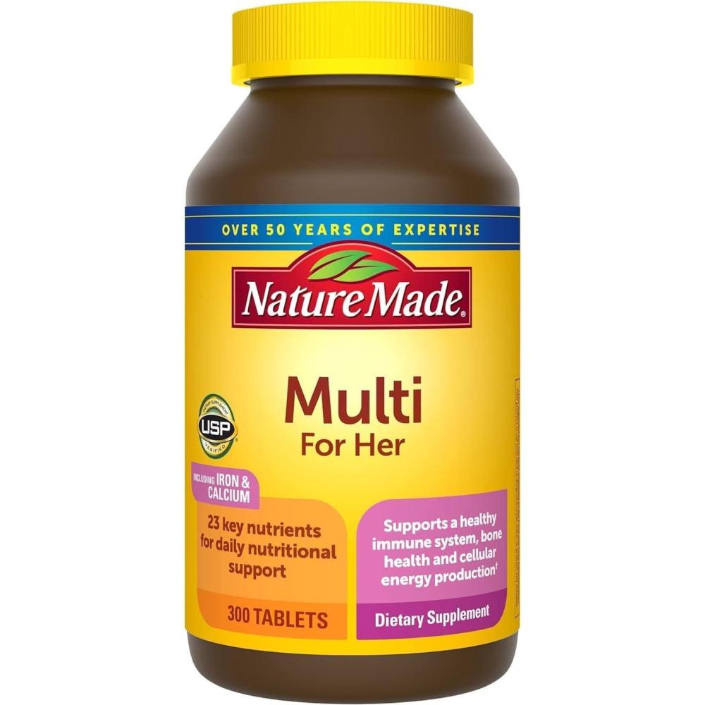imageNature Made Multivitamin For Her Daily Nutritional Support Multivitamin for Women Nature Made Womens Vitamins amp Minerals 90 Tablets 90 Day Supply300 Count Pack of 1