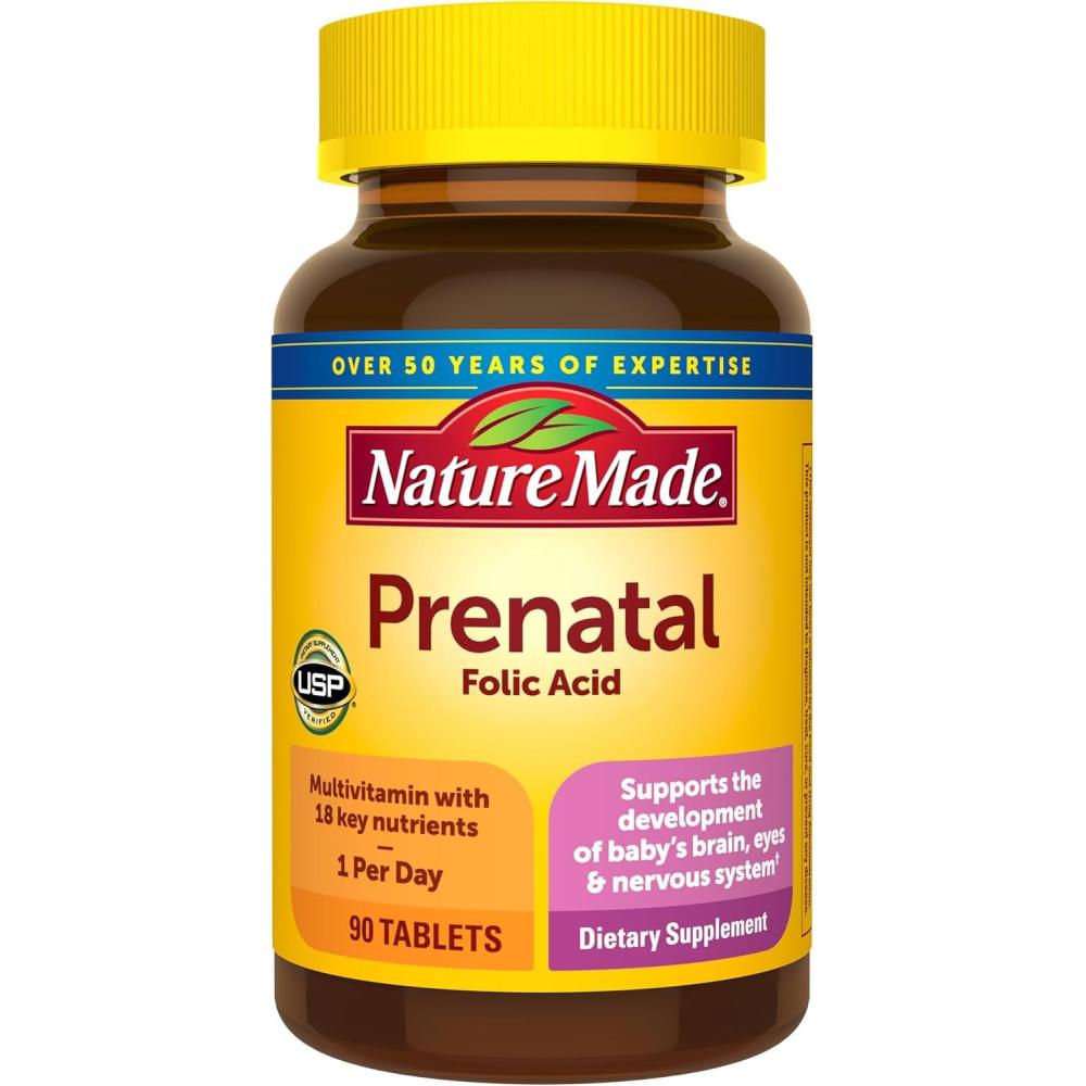 imageNature Made Prenatal Multivitamin with Folic Acid Prenatal Vitamin and Mineral Supplement for Daily Nutritional Support 250 Tablets 250 Day Supply1 Count Pack of 90