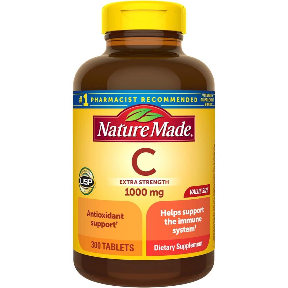 imageNature Made Vitamin C 1000 mg Extra Strength Dietary Supplement for Immune Support 300 Tablets 300 Day Supply300 Count Pack of 1