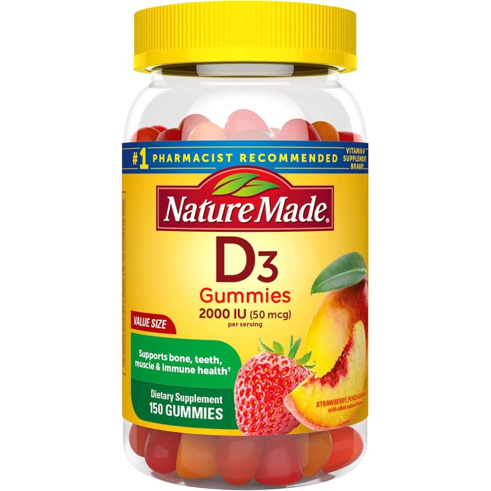 imageNature Made Vitamin D3 2000 IU Per Serving Gummies Bone Teeth Muscle and Immune Health Support 45 Day Supply 90 Vitamin D Gummies for AdultsMango