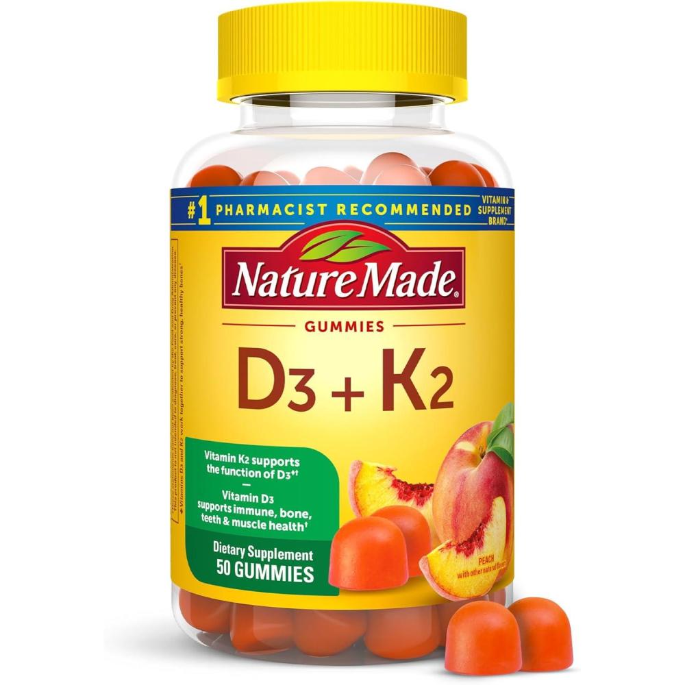 imageNature Made Vitamin D3 K2 Gummies Vitamin D 5000 IU Per Serving for Bone Teeth Muscle and Immune Support 50 Gummy Vitamins 25 Day Supply