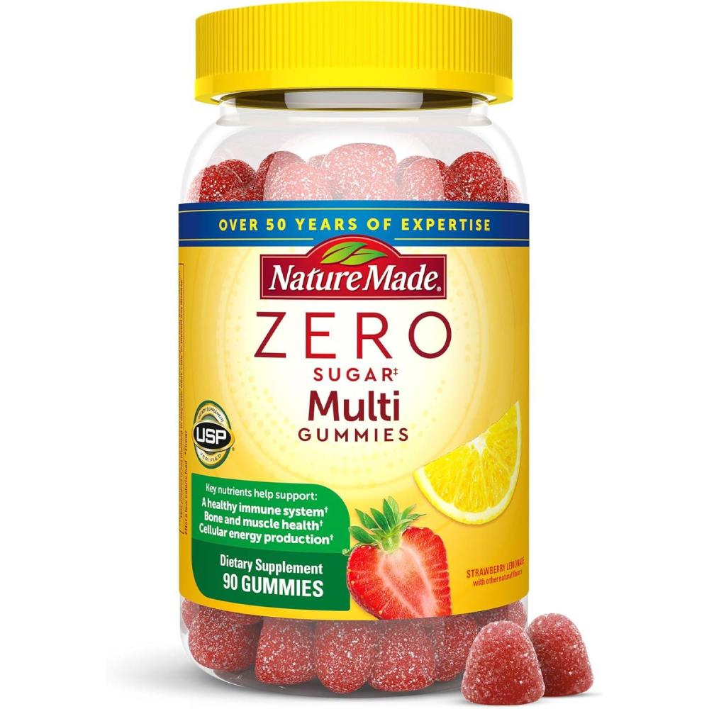 imageNature Made Zero Sugar Multivitamin Gummies Mens amp Womens Multivitamins Daily Nutritional Support Vitamin and Mineral Supplement Aspartame Free 90 Gummies 45 Day Supply