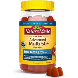 Nature Made Advanced Multivitamin Gummies 50 + for Him, Mens Multivitamins Gummies with Magnesium Citrate, Vitamin D3, Zinc, All 8 B Vitamins, 84 Multi Vitamins, 28 Day Supply(84 Count (Pack of 1))