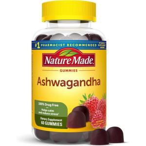 Nature Made Ashwagandha Gummies, Vegan, KSM 66 Ashwagandha for Stress Support, 60 Count, 30 Day Supply(60 Count (Pack of 1))