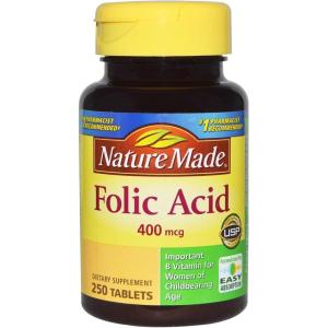 Nature Made Folic Acid 400 mcg (665 mcg DFE) Dietary Supplement for Nervous System Function, Folic Acid Supplements for Women and Men, 250 Tablets, 250 Day Supply(250 Count (Pack of 3))