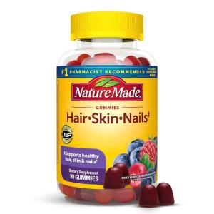 Nature Made Hair Skin and Nails with Biotin 2500 mcg, Dietary Supplement for Healthy Hair, Skin & Nails Support, 90 Gummies, 45 Day Supply(Mixed Berry  Cranberry & Blueberry)