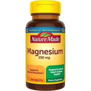 Nature Made Magnesium Oxide 250 mg, Magnesium Supplements for Men and Women, Support for Muscle, Heart, Bone and Nerve Health, 100 Tablets, 100 Day Supply(100 Count (Pack of 1))