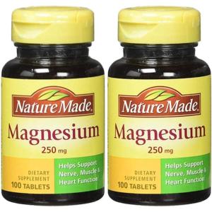Nature Made Magnesium Oxide 250 mg, Magnesium Supplements for Men and Women, Support for Muscle, Heart, Bone and Nerve Health, 200 Tablets, 200 Day Supply(100 Count (Pack of 2))
