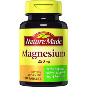 Nature Made Magnesium Oxide 250 mg, Magnesium Supplements for Men and Women, Support for Muscle, Heart, Bone and Nerve Health, 200 Tablets, 200 Day Supply(100 Count (Pack of 6))