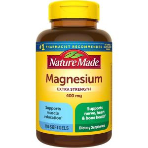 Nature Made Magnesium Oxide 400 mg Softgels, Extra Strength Magnesium Supplements for Men and Women, Support for Muscle, Nerve, Bone and Heart, 110 Day Supply(110 Count (Pack of 1))