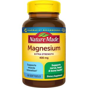 Nature Made Magnesium Oxide 400 mg Softgels, Extra Strength Magnesium Supplements for Men and Women, Support for Muscle, Nerve, Bone and Heart, 110 Day Supply(60 Count (Pack of 1))