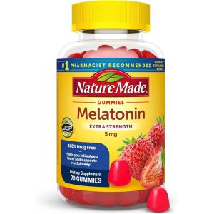 Nature Made Melatonin Gummies 2.5 mg, 100% Drug Free Sleep Aid for Adults, Melatonin Supplement 80 Count, 80 Day Supply(Dreamy Strawberry)