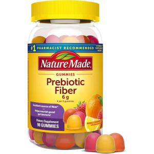 Nature Made Prebiotic Fiber Gummies for Adults and Kids, Fiber Supplement for Digestive System Support, 90 Gummies