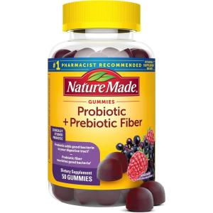 Nature Made Probiotic + Prebiotic Fiber Gummies for Daily Gut Health, Digestive Support Supplement with Probiotics and Fiber, 50 Gummies, 25 Day Supply(50 Count (Pack of 1))
