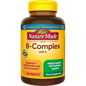 Nature Made Super B Complex with Vitamin C & Folic Acid, B Complex Vitamins for Women and Men, Dietary Supplement for Immune Support, 360 Tablets, 360 Day Supply(250 Count (Pack of 1))
