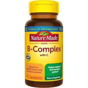 Nature Made Super B Complex with Vitamin C & Folic Acid, B Complex Vitamins for Women and Men, Dietary Supplement for Immune Support, 360 Tablets, 360 Day Supply(60 Count (Pack of 1))