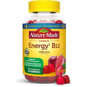 Nature Made Vitamin B12 Gummies 1000 mcg per serving, Dietary Supplement for Energy Metabolism Support, B12 Vitamins, 80 Gummy Vitamins, 40 Day Supply(Cherry & Mixed Berry)