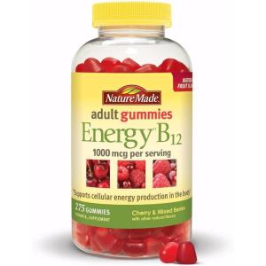 Nature Made Vitamin B12 Gummies 1000 mcg per serving, Dietary Supplement for Energy Metabolism Support, B12 Vitamins, 80 Gummy Vitamins, 40 Day Supply(Unflavored)