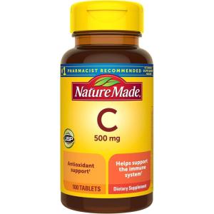 Nature Made Vitamin C 500 mg Tablets, Dietary Supplement, Vitamin C for Immune Support, 100 Tablets, 100 Day Supply