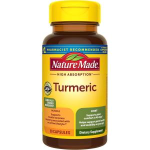 Nature Made High Absorption Turmeric Curcumin Supplement Capsules, Turmeric Supplement, Muscle and Joint Support, 30 Capsules, 30 Day Supply