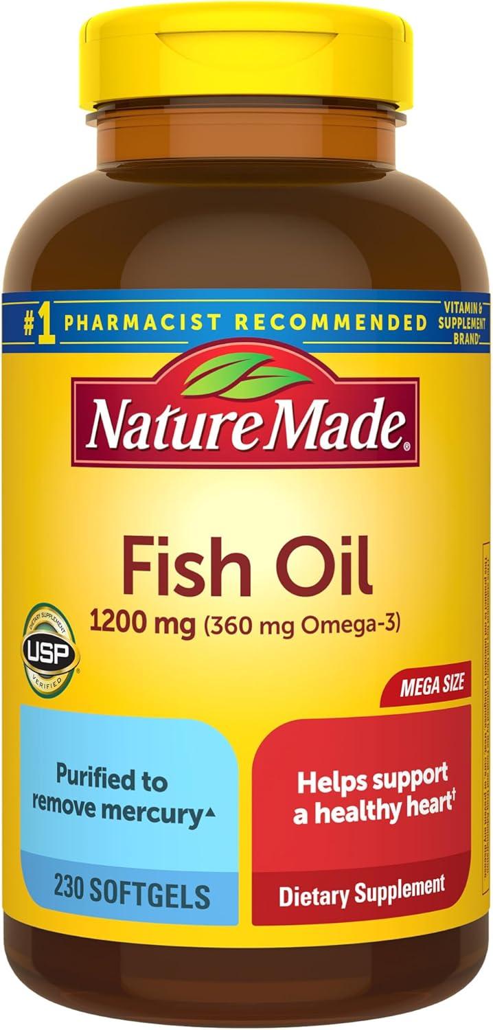imageNature Made Fish Oil Omega 3 Supplements 1200 mg Softgels Omega 3 Fish Oil for Healthy Heart Support 150 Softgels 75 Day SupplyUnflavored