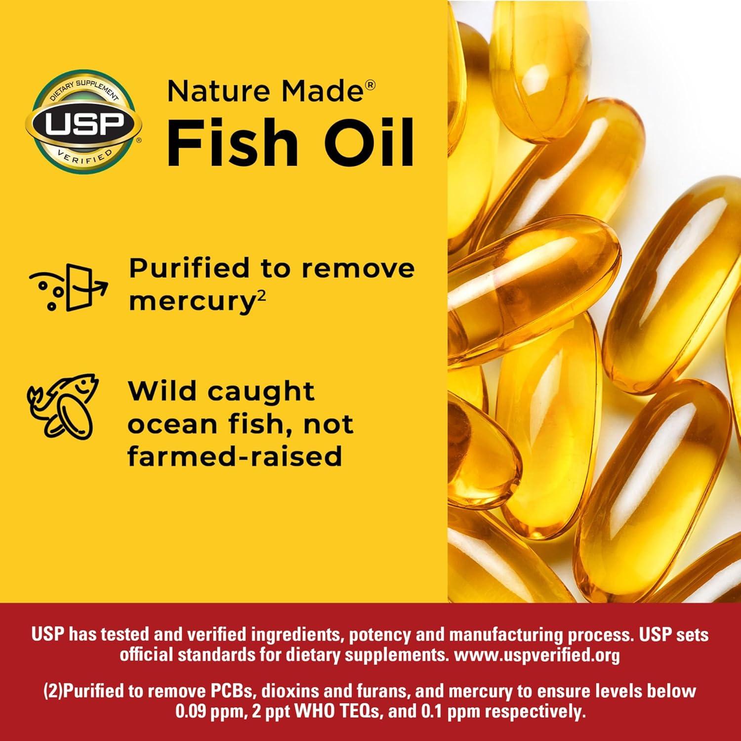 imageNature Made Fish Oil Omega 3 Supplements Omega 3 Fish Oil as Ethyl Esters 1200 mg Softgels EPA DHA Supplement for Healthy Heart Brain Eye Support One Per Day 100 Softgels