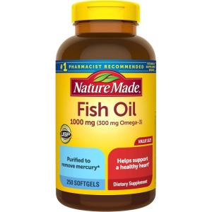 Nature Made Fish Oil Omega 3 Supplements, 1000mg Softgels, Omega 3 Fish Oil for Healthy Heart Support, 320 Softgels, 160 Day Supply(250 Count (Pack of 1))