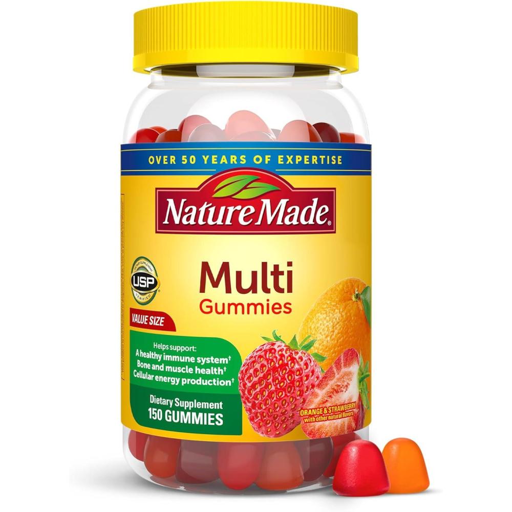 imageNature Made Multivitamin Gummies Mens amp Womens Gummy Vitamins amp Minerals Adult Multivitamin Gummy Daily Nutritional Support 150 Vitamin Gummies 75 Day SupplyOrange and Strawberry