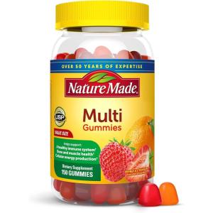 Nature Made Multivitamin Gummies, Mens & Womens Gummy Vitamins & Minerals, Adult Multivitamin Gummy, Daily Nutritional Support, 150 Vitamin Gummies, 75 Day Supply(Orange and Strawberry)