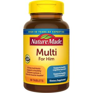Nature Made Multivitamin for Him, Mens Multivitamins with No Iron, Daily Nutritional Support, Nature Made Multi Mens Vitamins & Minerals, 90 Tablets, 90 Day Supply(90 Count (Pack of 1))