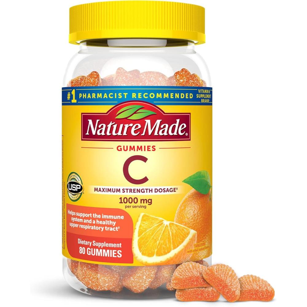 imageNature Made Maximum Strength Dosage Vitamin C 1000mg per Serving Immune Support Vitamin C Gummies for Adults 80 Gummies 20 Day Supply80 Count Pack of 1