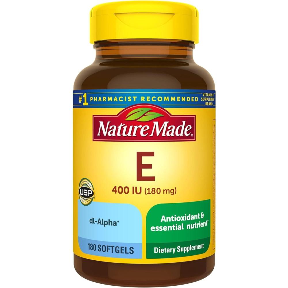 imageNature Made Vitamin E 180 mg 400 IU dlAlpha Dietary Supplement for Antioxidant and Skin Support 300 Softgels 300 Day Supply180 Count Pack of 1