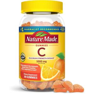 Nature Made Maximum Strength Dosage Vitamin C 1000mg per Serving, Immune Support Vitamin C Gummies for Adults, 80 Gummies, 20 Day Supply(80 Count (Pack of 1))
