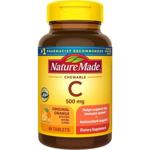 Nature Made Vitamin C 500mg with Rose Hips, Dietary Vitamin C Supplement for Immune Support, 130 Caplets, 130-Day Supply(Unflavored)