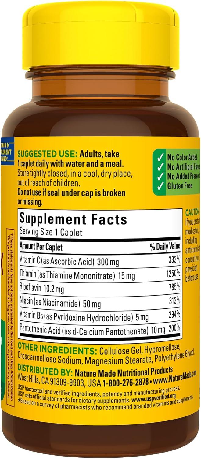 imageNature Made B Complex Supplement Vitamin B Complex With Vitamin C for Immune System Support 100 Caplets 100 Day Supply100 Count Pack of 1