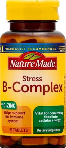imageNature Made Stress B Complex with Vitamin C and Zinc B Complex Vitamins for Women and Men Immune Support 75 Tablets 75 Day SupplyUnflavored
