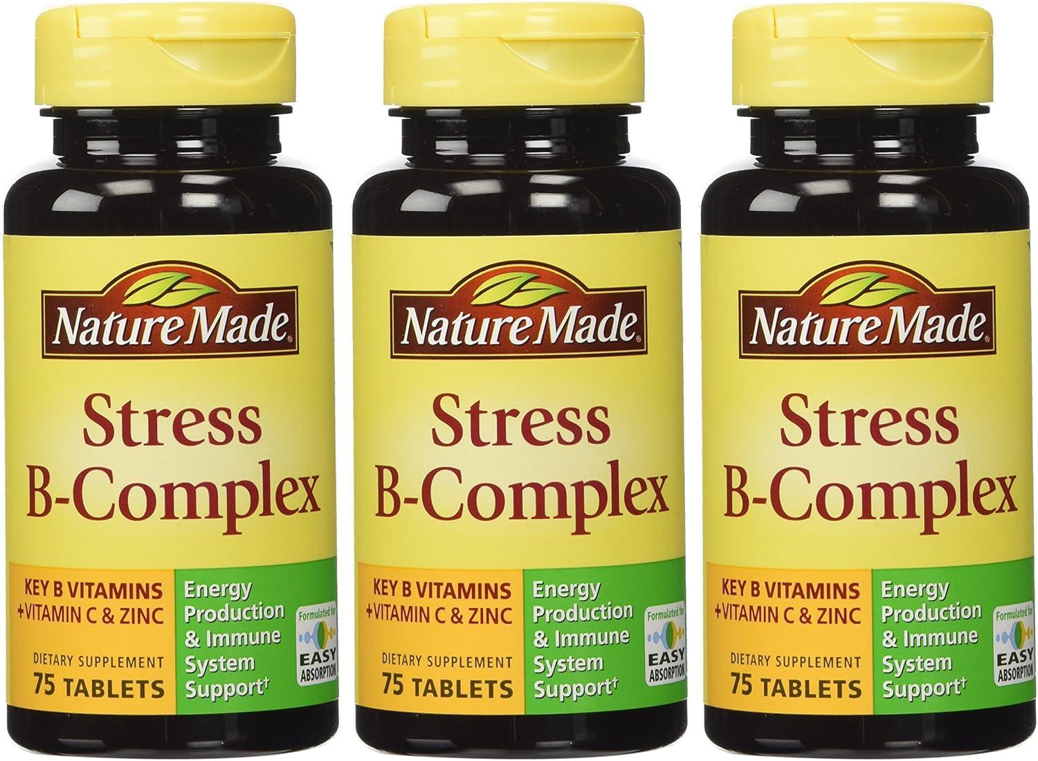 imageNature Made Stress B Complex with Vitamin C and Zinc B Complex Vitamins for Women and Men Immune Support 75 Tablets 75 Day SupplyUnflavored