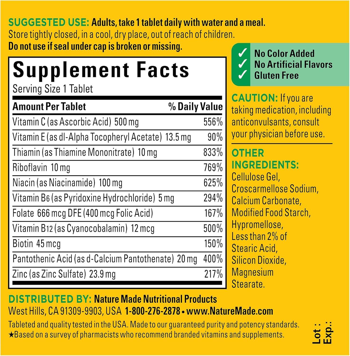 imageNature Made Stress B Complex with Vitamin C and Zinc B Complex Vitamins for Women and Men Immune Support 75 Tablets 75 Day SupplyUnflavored