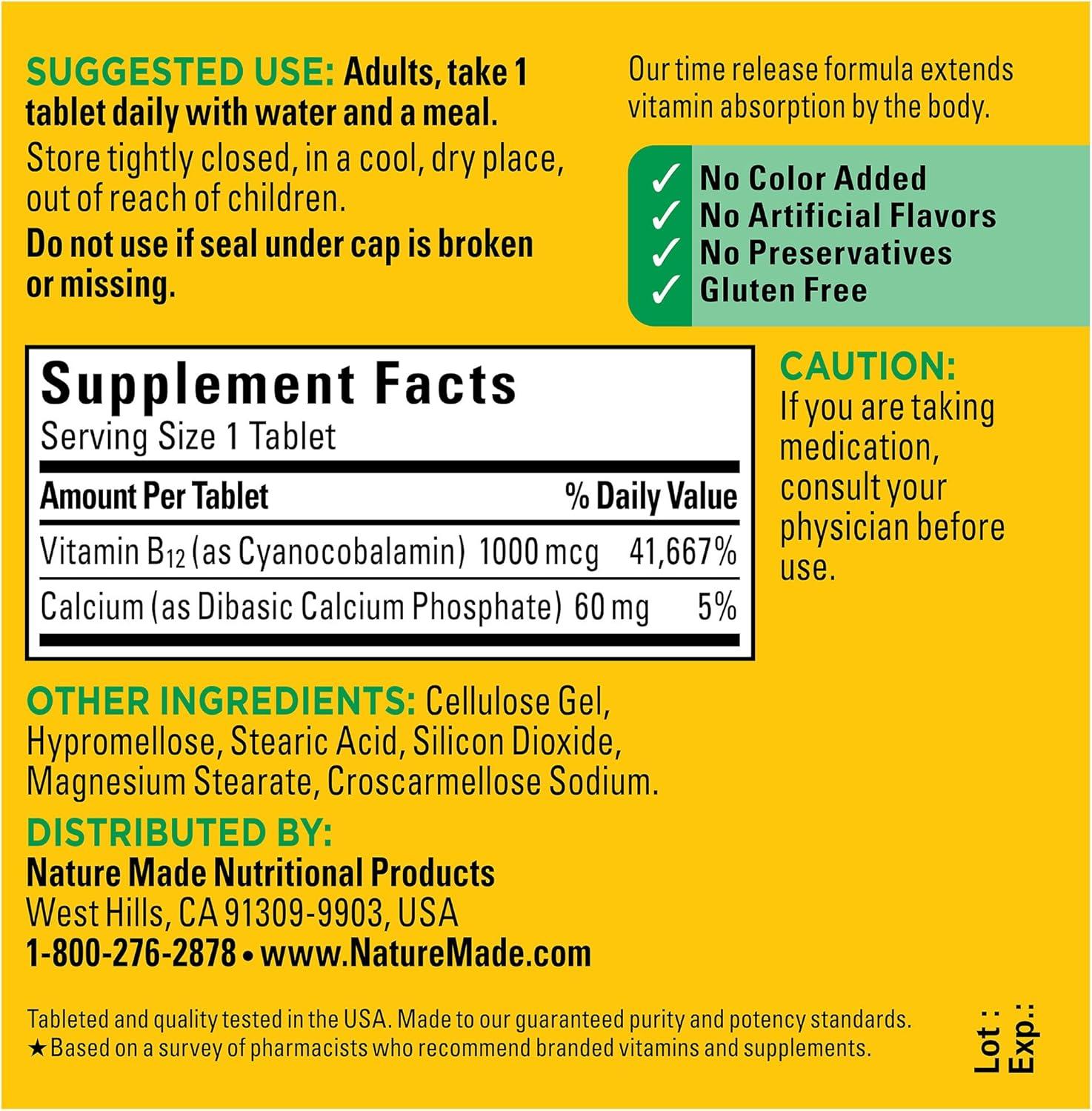 imageNature Made Vitamin B12 1000 mcg B12 Vitamins Dietary Supplement for Energy Metabolism Support 75 Time Release Tablets 75 Day SupplyUnflavored